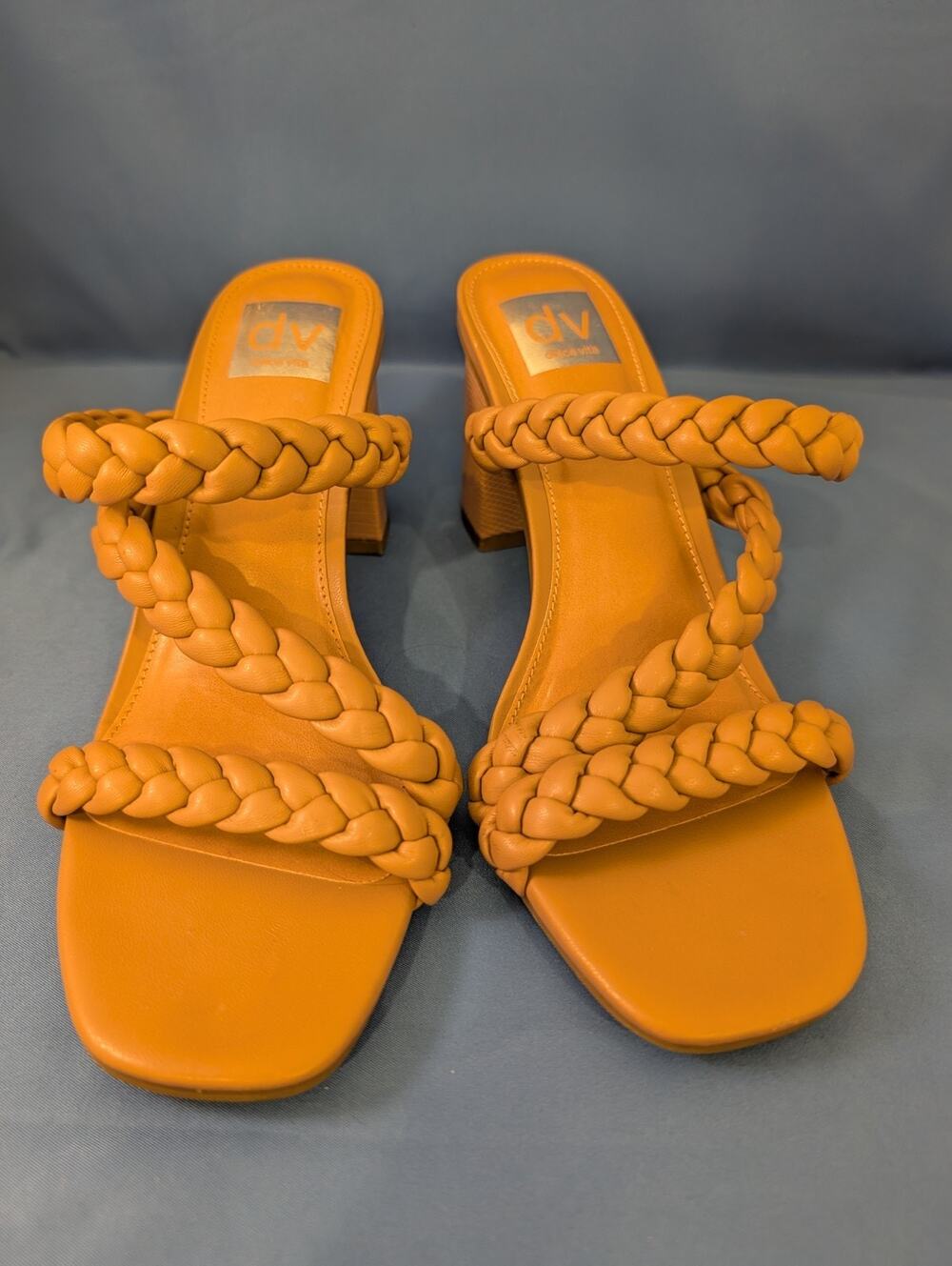 Dolce Vita Braided Block Heeled Sandals Paily Stella Tan Leather Shoes Size 7